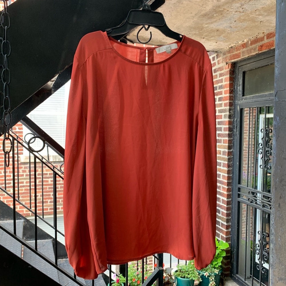 Loft Terracotta Chiffon Top size L